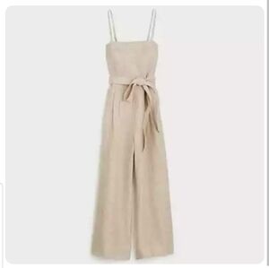 J.Crew Striped Beauchamps Linen Carmel Jumpsuit size 6